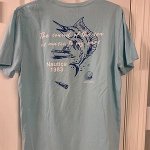 Nautica fishing shirt, mens size Large, new without tags, light blue